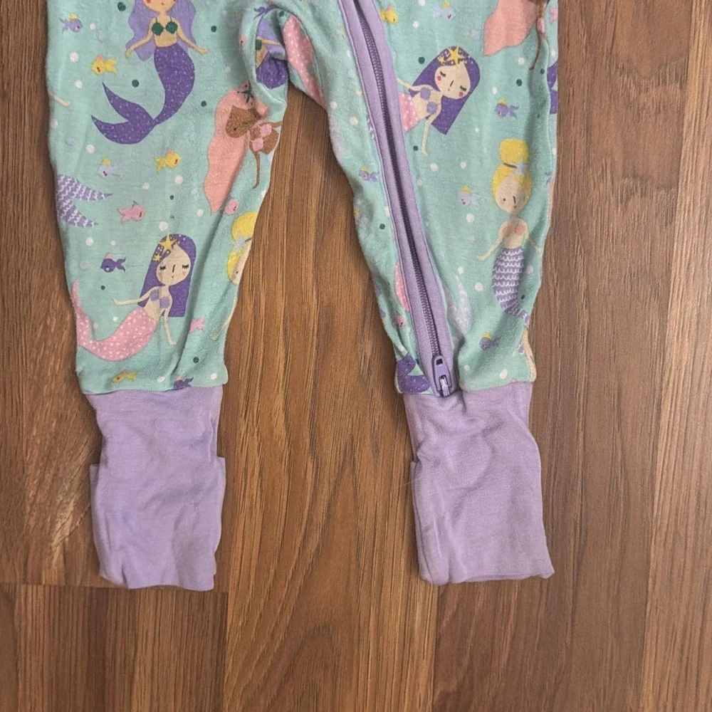 Little Sleepies Baby Girls Sz 3-6 Months Mermaid Footed Sleeper Pajamas Purple